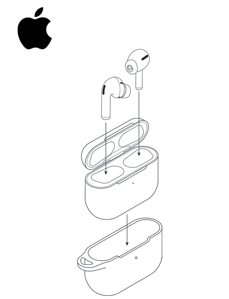 Technical Illustration of Airpod Pro Second Generation in Exploded View